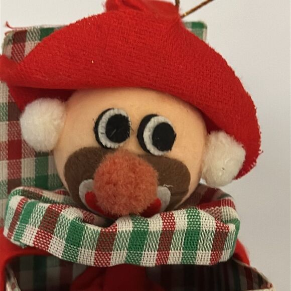 Vintage 60s Japan Made Jack in The Box cloth & felt Christmas Tree Ornament - Picture 2 of 7
